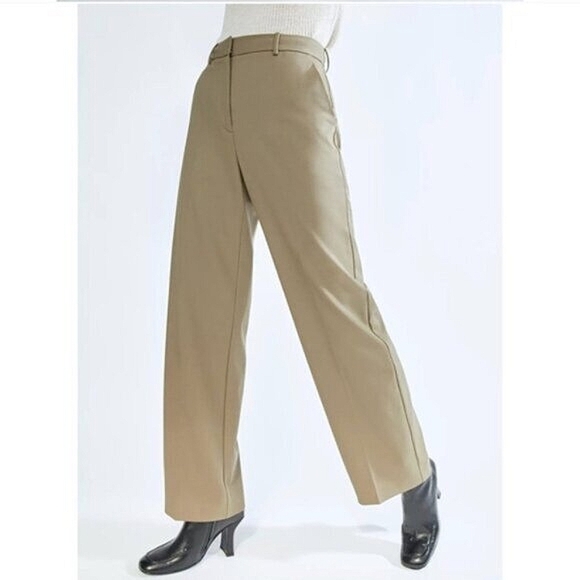 BABATON Agency Pant Wool Wide Leg Trouser Taupe Beige Tan 0 Aritzia - Picture 1 of 15